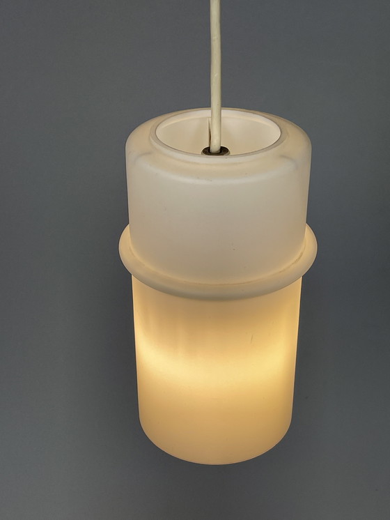 Image 1 of Set van Twee Melkglazen Hanglampen, Raak, Nederland, 1960's