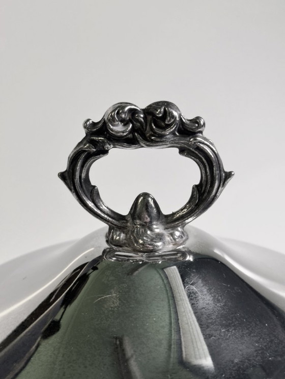 Image 1 of Vintage verzilverde kom, soepkom, soepterrine, kom met handvat, kom met deksel, serveerkom, soepkom, jaren 70