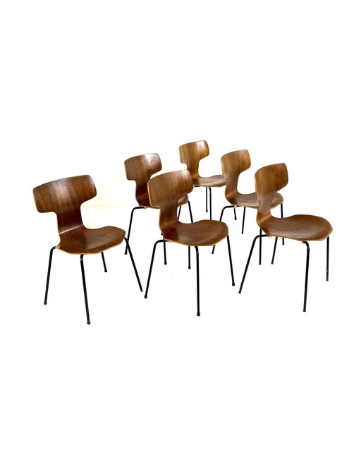 6x modèle vintage 3103 'Hammer', Fritz Hansen '60