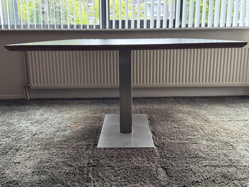 Metaform royal dining table, matte black with stainless steel base 100 x 200 cm