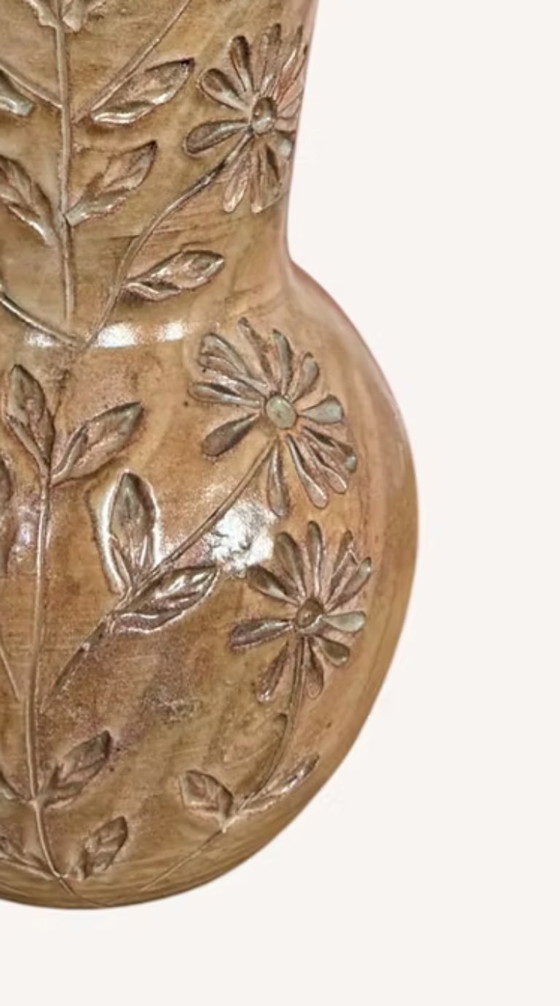 Image 1 of Ceramic vase with floral relief