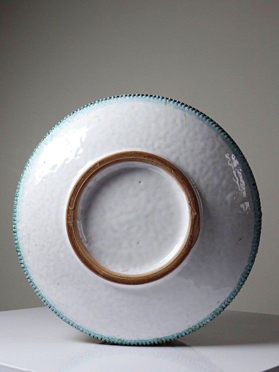 Image 1 of Mid-century vintage Italian ceramic salad bowl or bowl with scale pattern