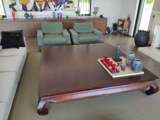 Teakhouten Opium Tafel op maat gemaakt 200x200x40cm