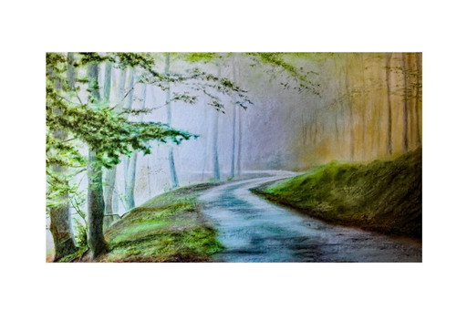 Original pastel landscape painting. Landscape drawing. Pastel landscape. New.