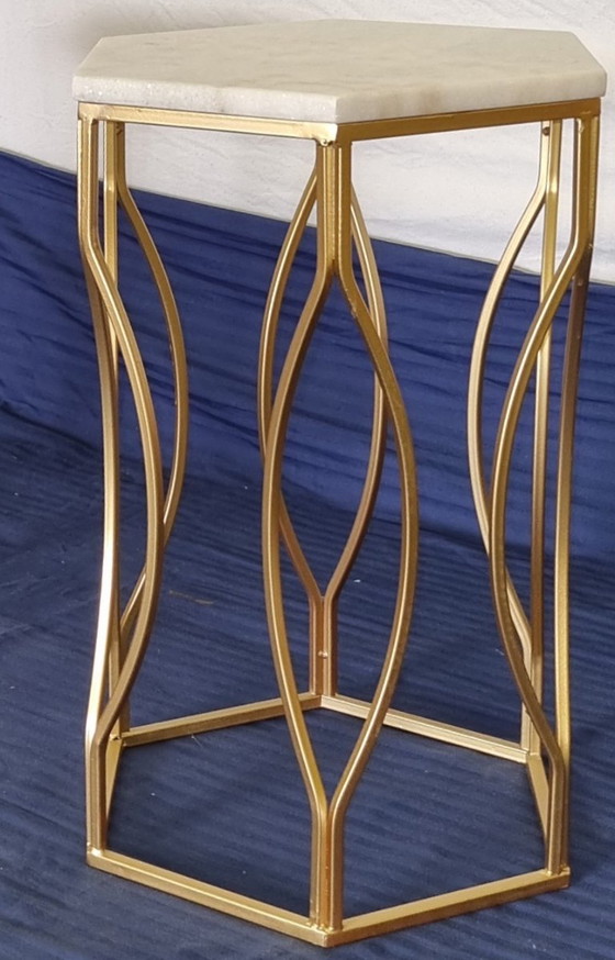 Set Tavolini in Marmo di Lusso (Oro/Esagonale) – Ottime Condizioni – Baxton studio, Marble, Metal (photo 7 of 13)