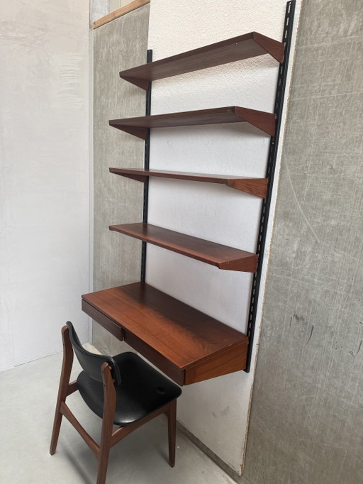 Ensemble étagère murale et bureau en teck Kai Kristiansen des années 1960