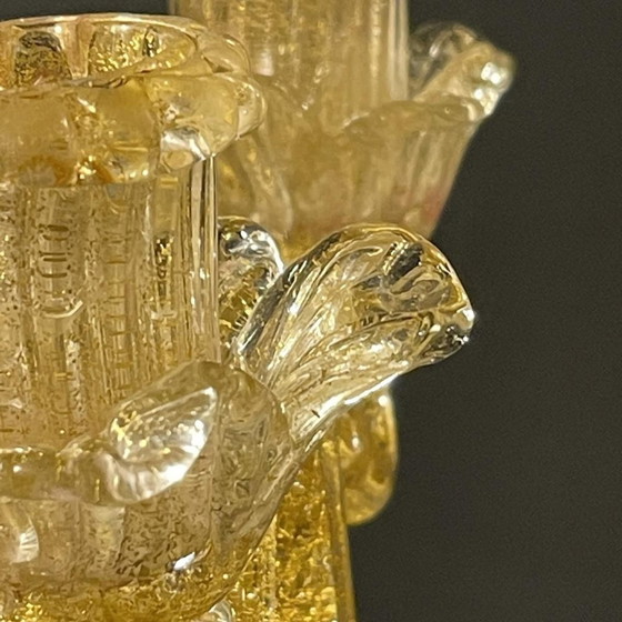 Murano Candleholder in Golden Glitter Glass by Ercole Barovier & Toso, 1950s – Candle holders (photo 3 of 17)