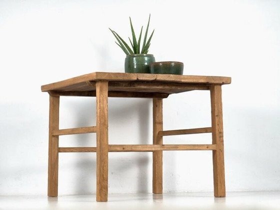 Reclaimed elm wood square table, Dining tables, Brown, Rustic (photo 12 of 13)