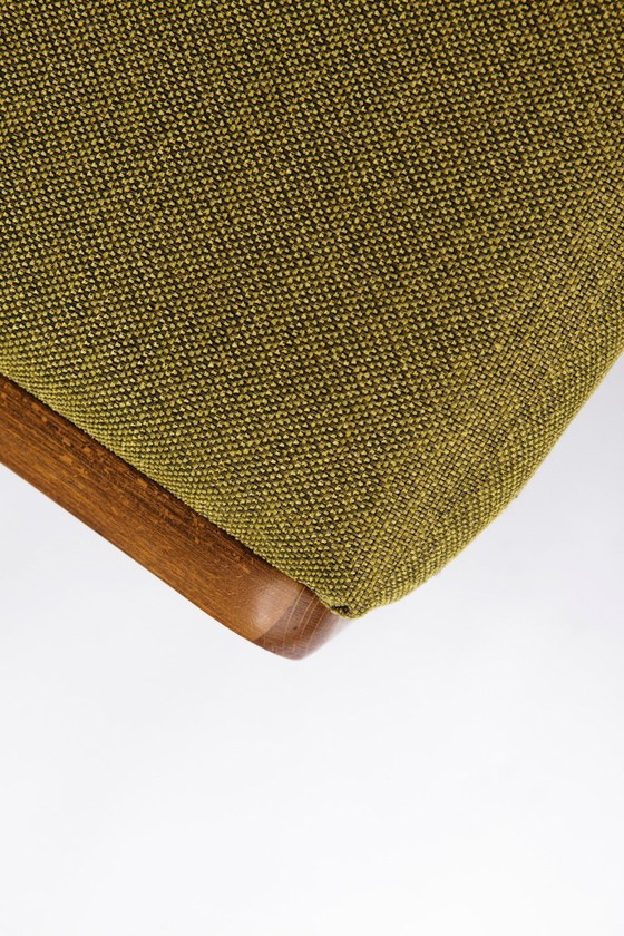 Image 1 of Set of 6 Mid Century Dining Chairs, Baumann Gondola Chairs 1970s, Oak Wood Chairs with Green Upholstery, Vintage German Dining C