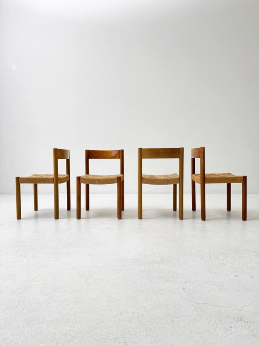 Set van 6 Vintage Touwstoelen in Eik van Robert & Trix Haussmann voor Dietiker, jaren 1960