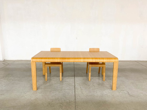 Image 1 of Bamboo Dining Set Table and Chairs by Henrik Tjaerby for Artek Studio, Set of 5