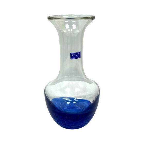 Image 1 of "Flirt" Glass Vase by R&B Ritzenhoff Breker – Cobalt Crackle Glass – 1990s