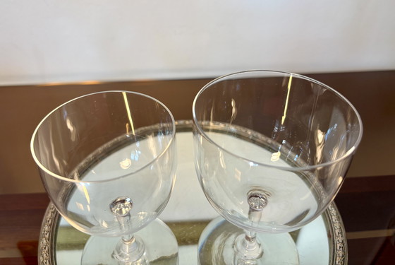 Image 1 of 2 verres à vin et eau cristal Baccarat m. Ballon
