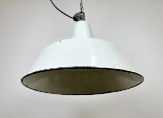 Image 1 of Large Industrial White Enamel Factory Pendant Lamp from Zaos, 1960s