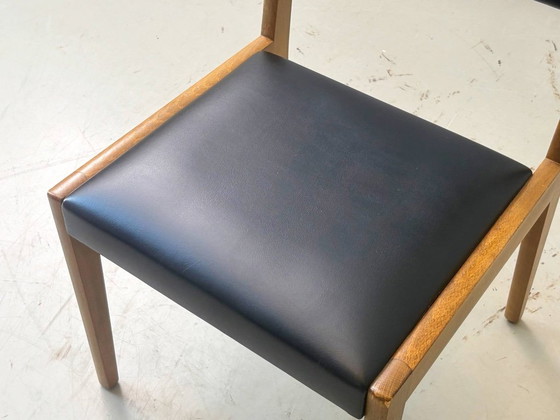 Vintage upholstered chairs made of beech wood, 1960s – Dining chairs, Leather (photo 7 of 12)
