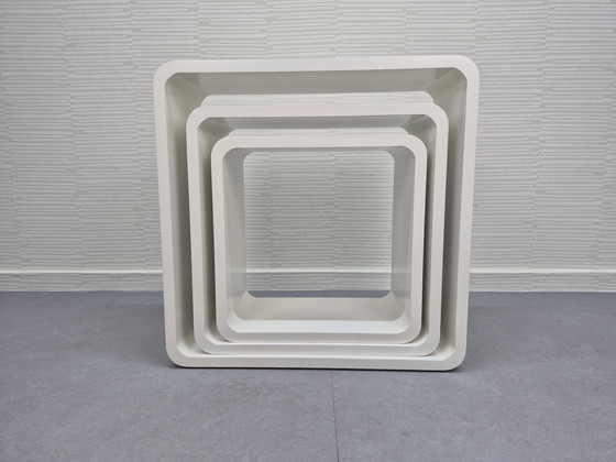 Image 1 of Cube/cube blanc, meuble modulaire vintage de l'ère spatiale.