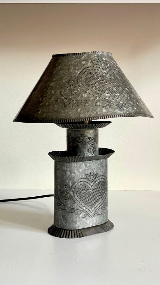 Vintage Zinc Heart Lamp