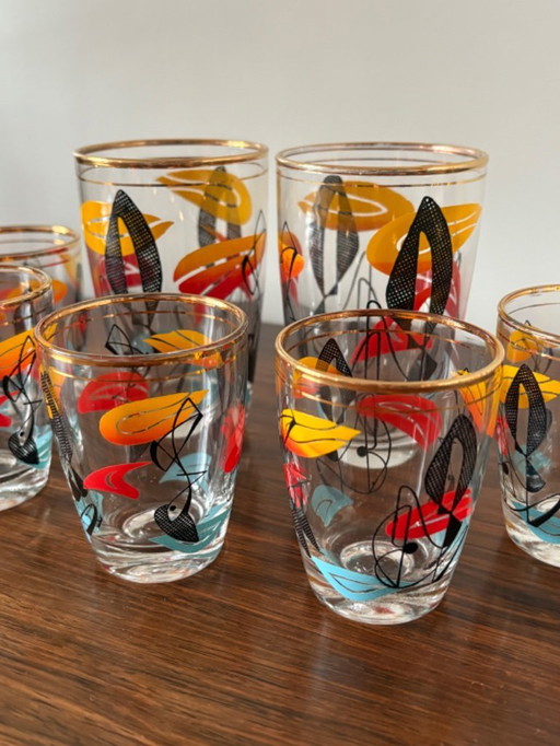 Bellissimi bicchieri da cocktail Atomic Mid Century degli anni '60