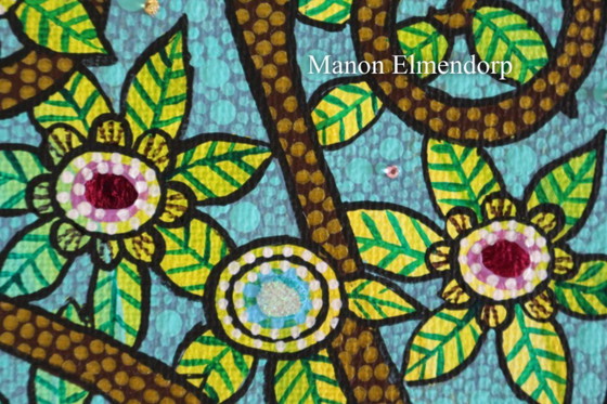 Image 1 of Unique Hand-painted Painting Owl in Tree 18x24 cm