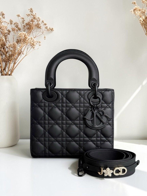 DIOR LADY SMALL MYABC FLAP - PELLE DI VITELLO CANNAGE CON FERRAMENTA NERA
