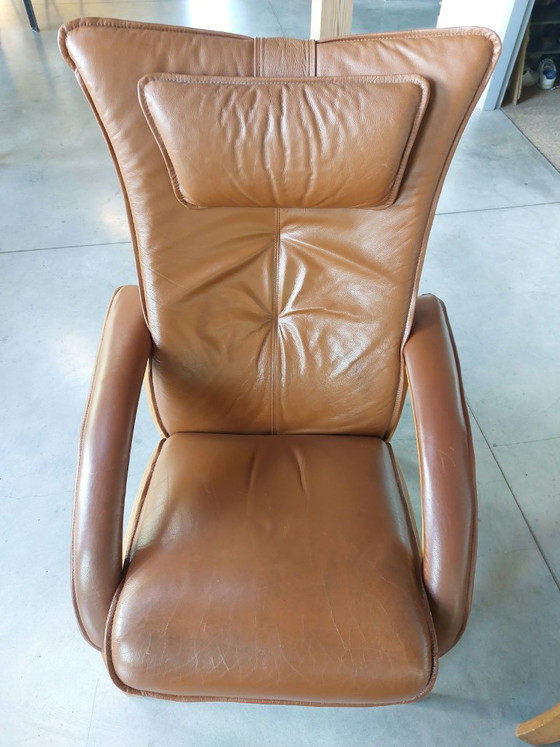 Set of 2 Brunstad Delta Adventure Chairs and Lounge Chairs with 1 Footstool, Leather, Wood, Beige (photo 5 of 12)
