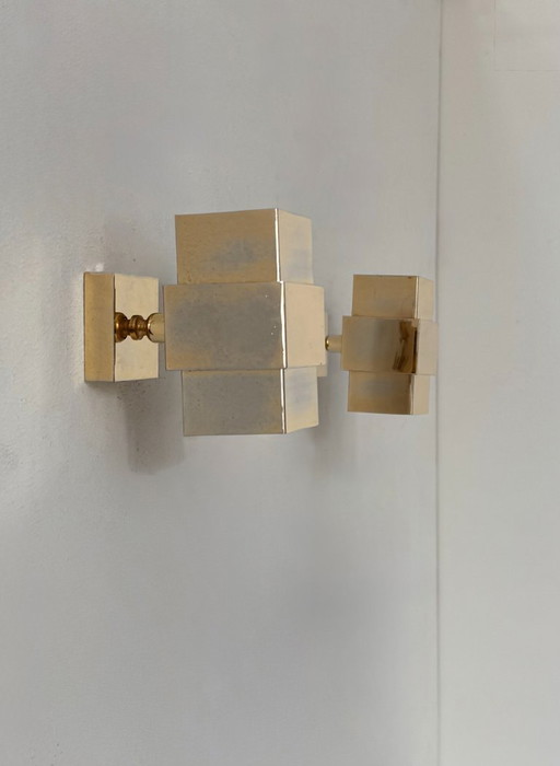 Coppia di applique vintage, ottone, Francia, 1970