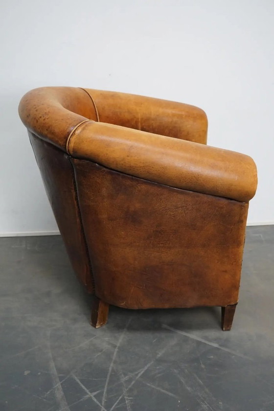 Image 1 of Poltrona vintage da club olandese in pelle color cognac