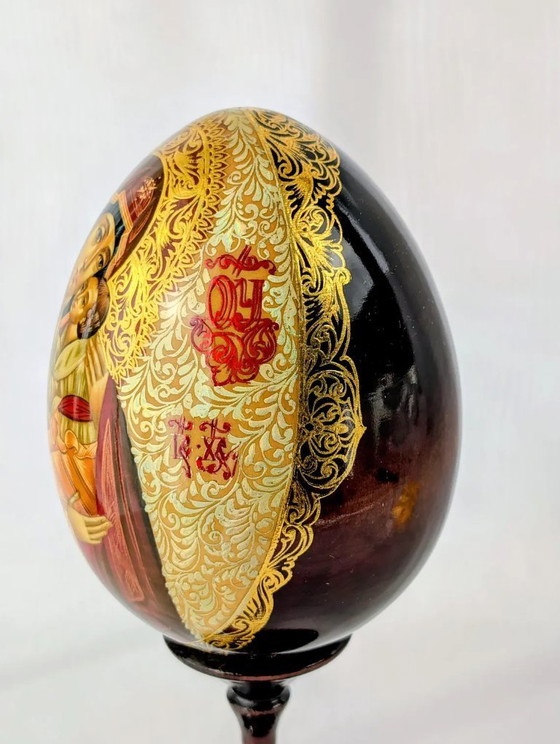 Image 1 of Virgin Mary & Child, Religious Wooden Easter Egg, Christian Home Decor Gift