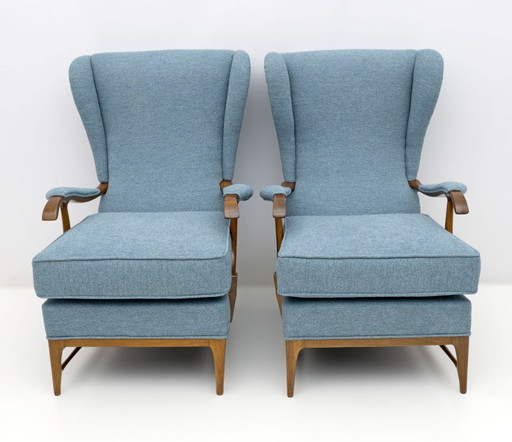 Pair of Paolo Buffa Mid-Century Modern Italian Bouclè Armchairs by Framar, 1950s