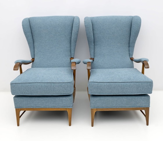 Image 1 of Pair of Paolo Buffa Mid-Century Modern Italian Bouclè Armchairs by Framar, 1950s