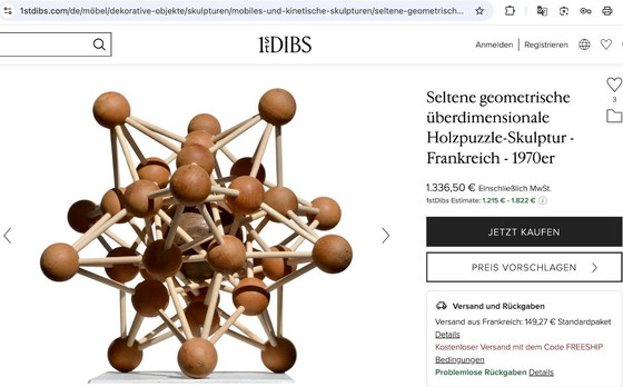 Image 1 of Modello in legno di metà secolo / struttura molecolare – oggetto di design geometrico – circa anni '50-'70