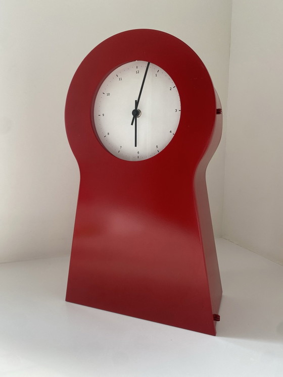 Vintage Keyhole Clock & Cabinet IKEA PS 1995 | Design: Thomas Eriksson | Red, Metal (photo 9 of 9)