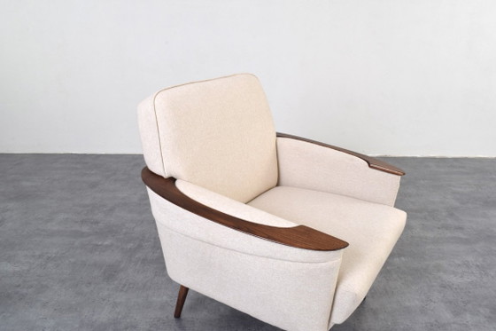 Mid-Century German Lounge Chair, 1960s. – Armchairs, Textile, Wood (photo 9 of 10)