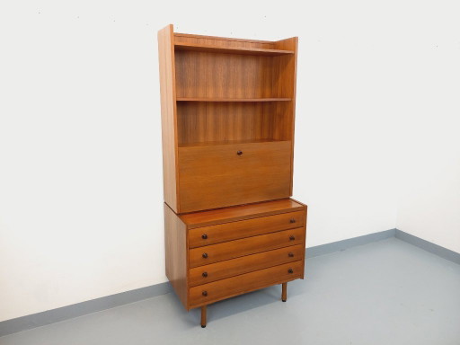 Vintage Teak-Sekretär/Bücherschrank mit Kommode aus den 1960er/70er Jahren