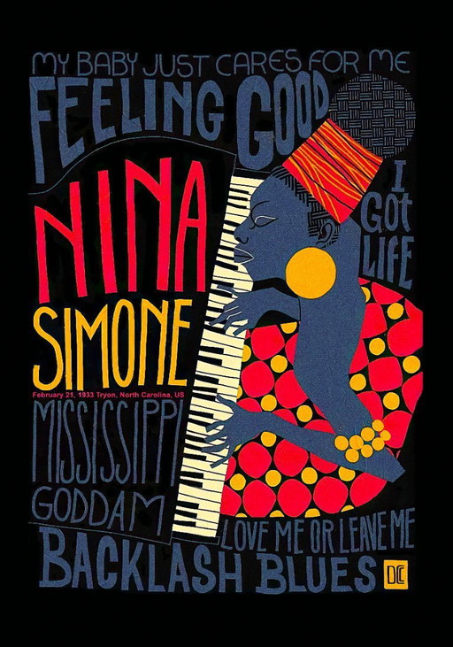 Nina Simone, een van de grootste diva's in de geschiedenis van de jazz - Poster 70 x 100 cm