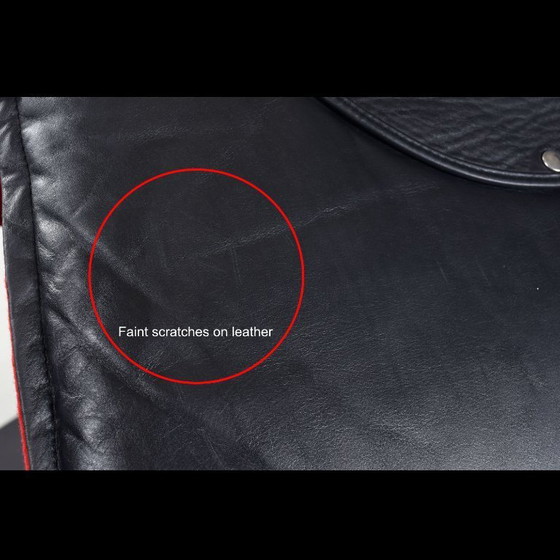 Image 1 of Westnofa Norwegian Black Leather and Red Wool Reversible Scandinavian Modern Chaise Lounge