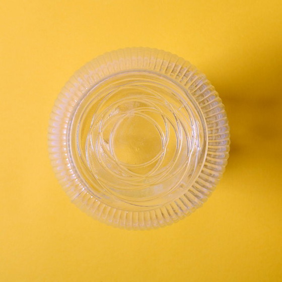 Image 1 of Vintage Pressed Glass Vase / Mid-Century Floral Pattern / Glass Union / Czech Republic / 1960s