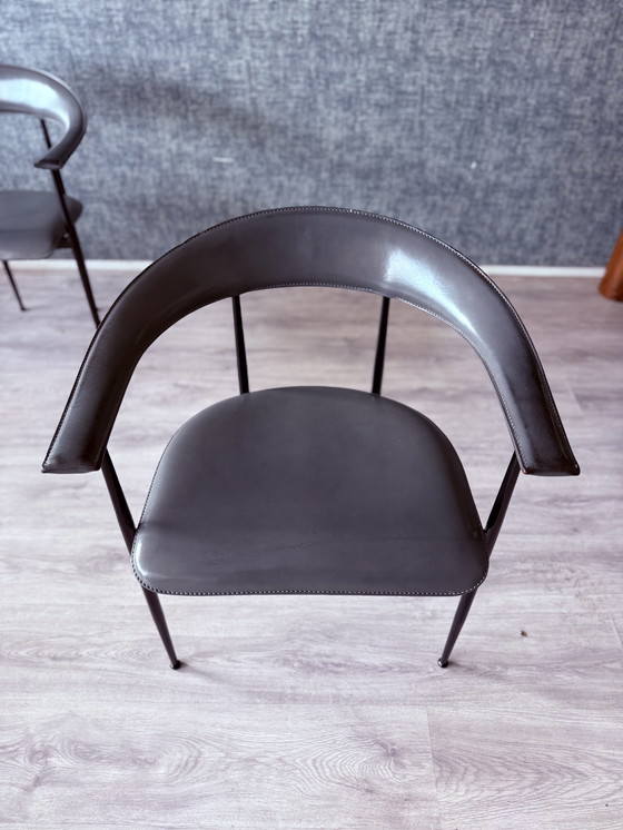 Image 1 of 4x poltrone vintage in pelle Fasem p40, Vegni & Gualtierotti, anni '90