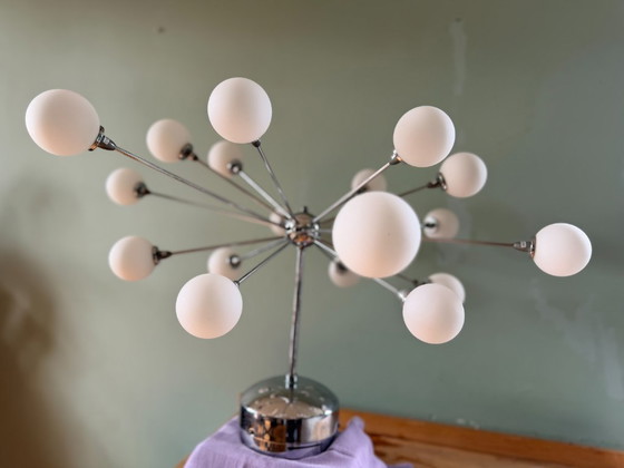 Sputnik Hanglamp Chroom – 18 Lamps Luchter Mid-Century Modern Stijl – Present time, Kroonluchters, Glass (photo 9 of 11)