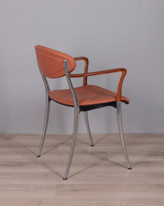 Image 1 of Set di 5 sedie vintage Coro degli anni '80 con braccioli, disegnate da Origlia per Origlia Italia.