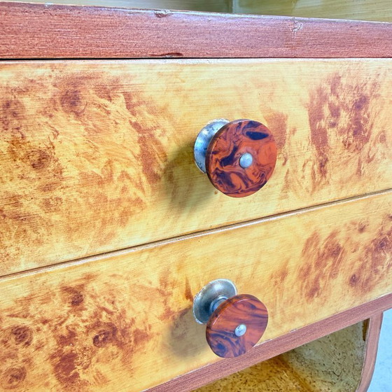 Set of Halabala-style Art Deco bedside tables with Bakelite handles – Nightstands, Wood (photo 6 of 13)
