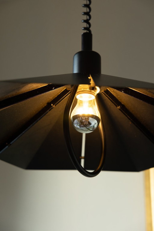 Lampada a sospensione vintage nera con cordino estensibile E27