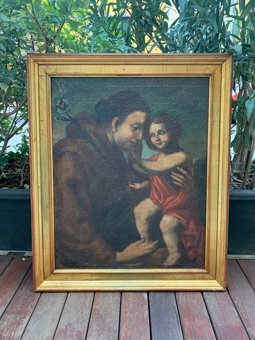 Peinture à l'huile sur toile de Saint Joseph du 18e siècle