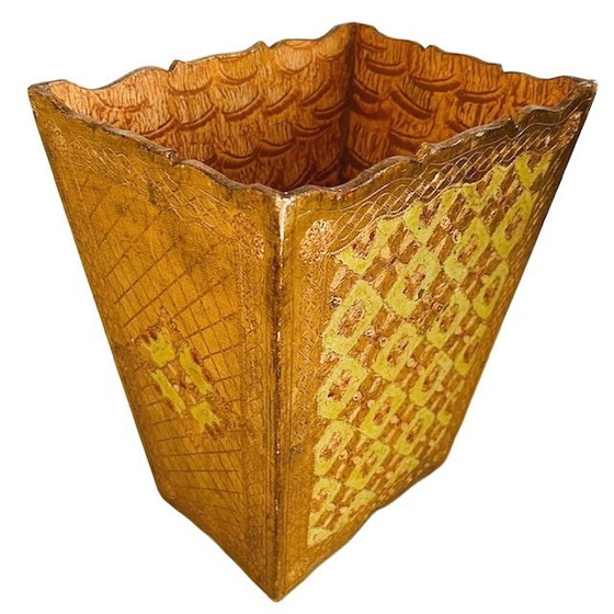 Image 1 of Vintage Florentine gold Hollywood Regency trash can baroque rococo 1970s