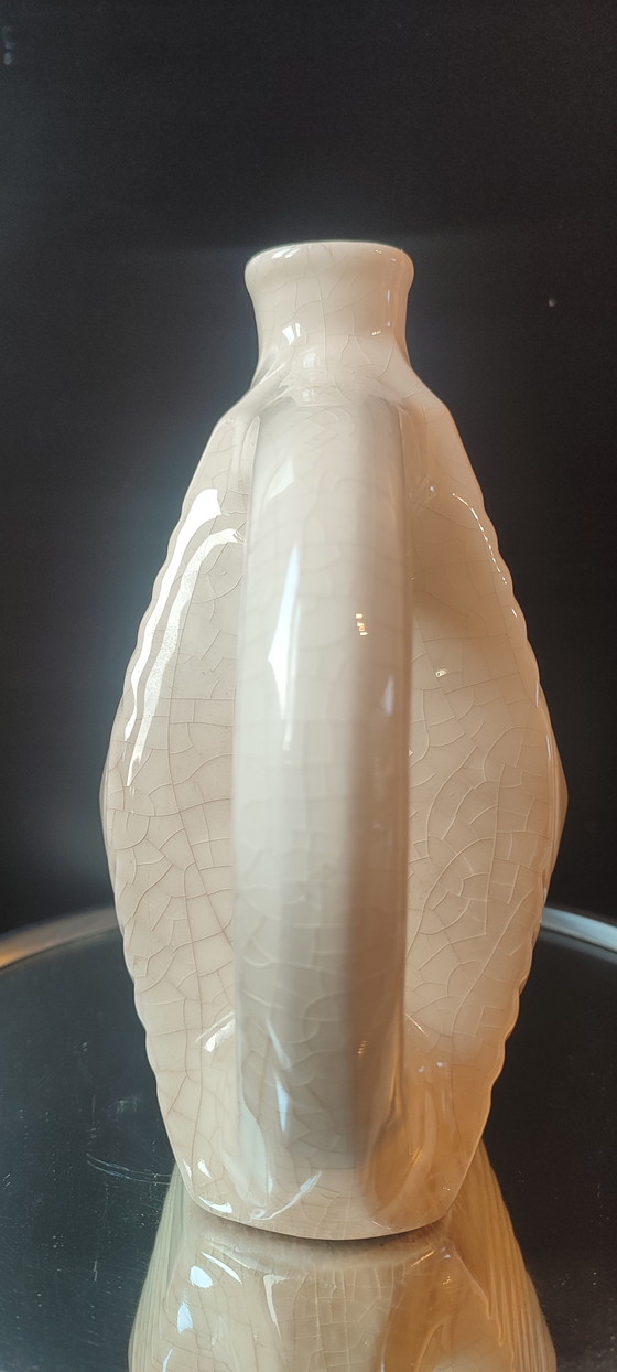 Image 1 of Pitcher, vintage crackled ceramic vase