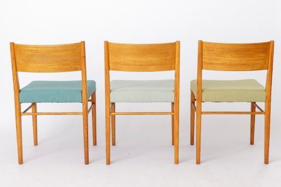 Image 1 of Set van 6 vintage beukenhouten eetkamerstoelen, Duitsland jaren 70, gerestaureerde houten eetkamerstoelen, eetkamerset in mid-ce