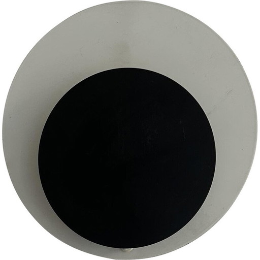Vintage "Cirkle" wall lamp in black and white lacquered metal, Denmark 1970
