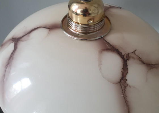 Vintage Marbled Pendant Lamp - Opaline Glass - Art Deco Style. – Metal (photo 9 of 15)