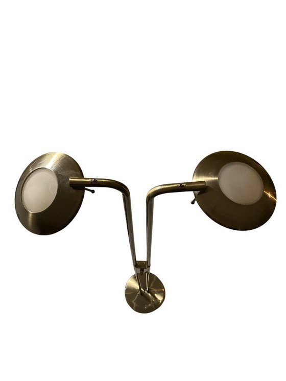 Image 1 of Jan de Bouvrie lampadaire design laiton double spot vintage