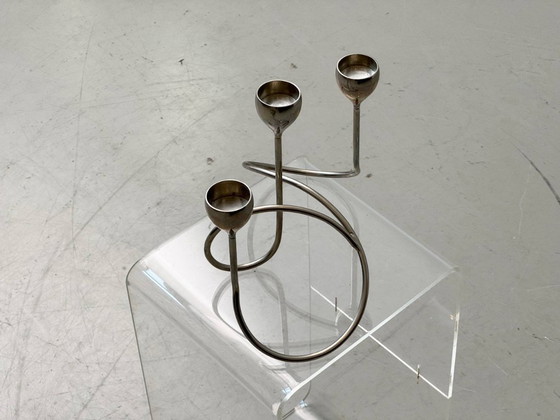 Image 1 of Bougeoir de style futuriste, forme organique en fil de fer, années 1970